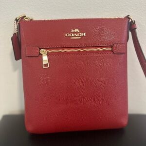 Coach CE871 Mini Rowan File Crossbody Bag 1941 Red Cross Grain Leather